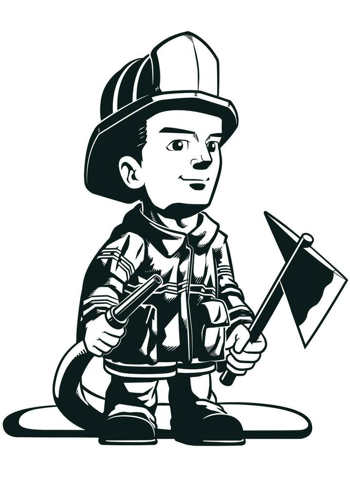 Silhouette Fire Fighter Safety Department Mascot vector