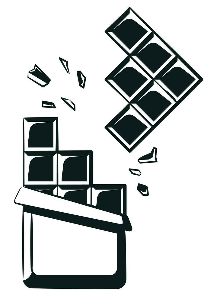Silhouette Broken Chocolate Pack Dessert Snack vector