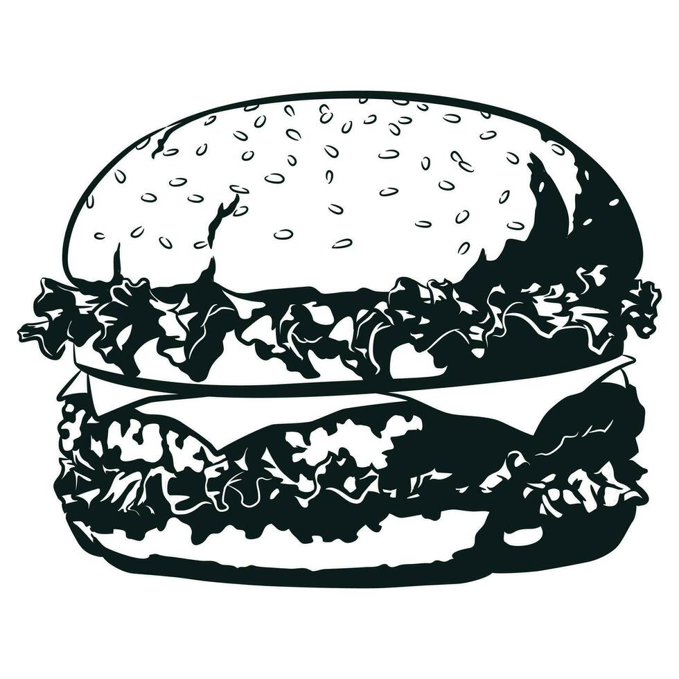 Silhouette Cheese Burger Front View Food vector