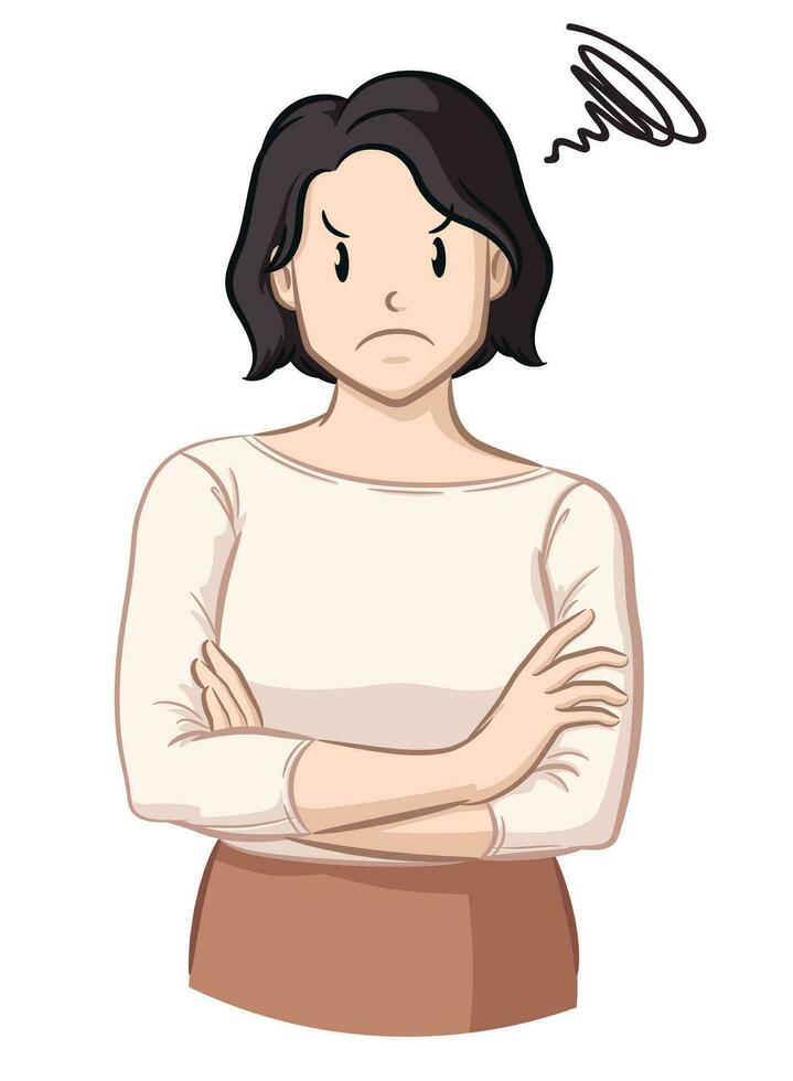 Cross Arm Angry Woman Premenstrual Syndrome vector