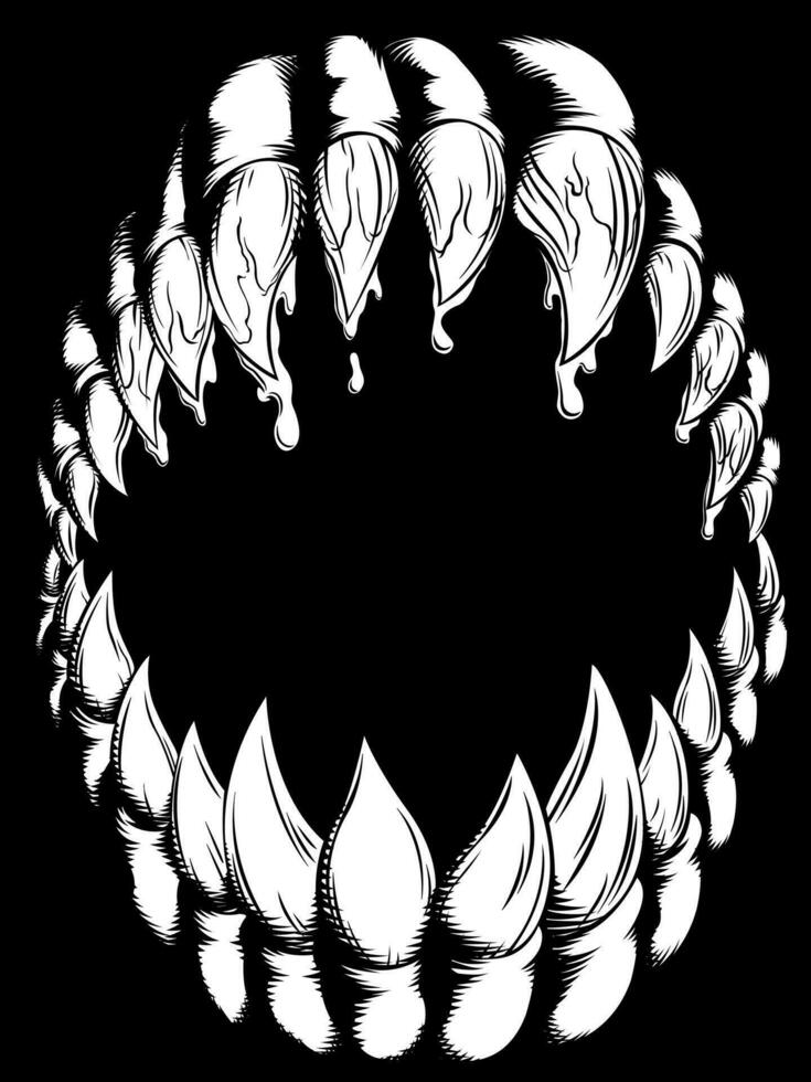 Silhouette Monster Mouth Teeth Background Wallpaper vector