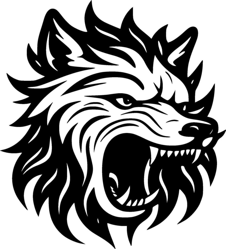 Wolf, Black and White Vector illustration