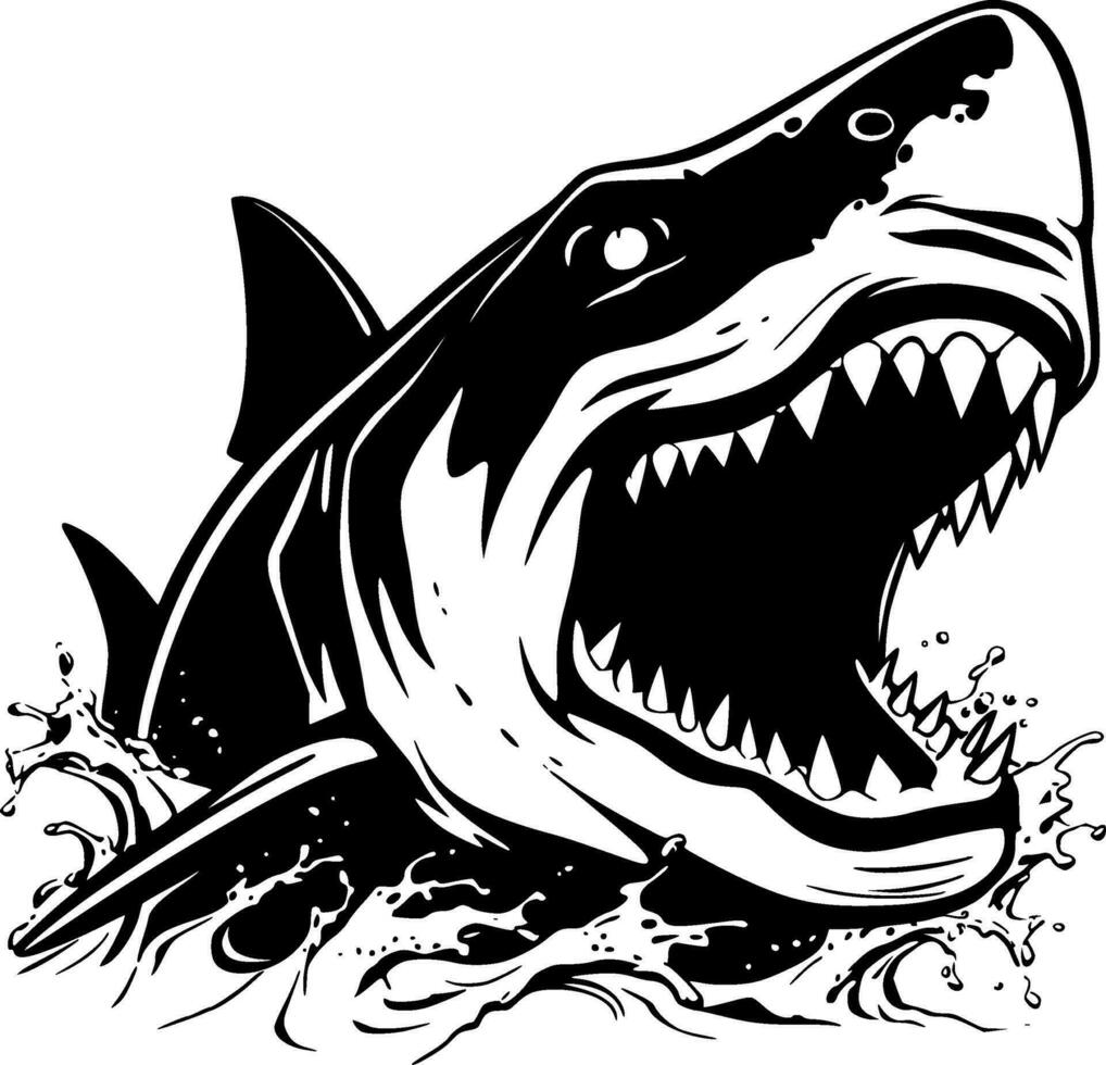 Shark - Black and White Isolated Icon - Vector illustration