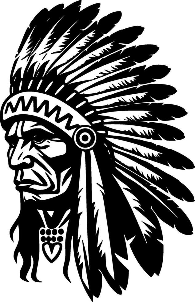 Indian Chief - Minimalist and Flat Logo - Vector illustration