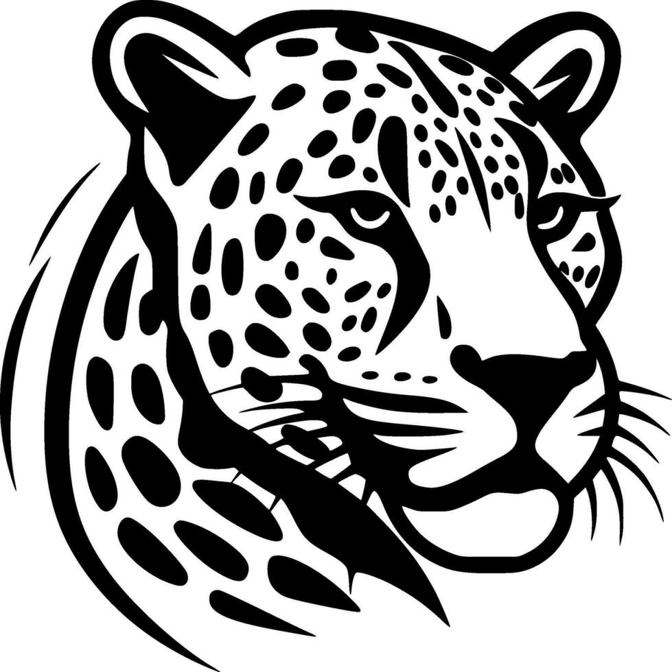 leopardo - negro y blanco aislado icono - vector ilustración