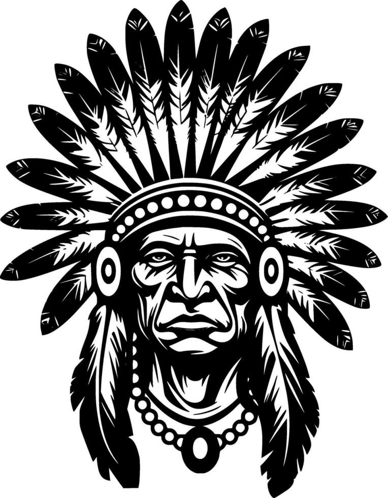 Indian Chief - High Quality Vector Logo - Vector illustration ideal for T-shirt graphic