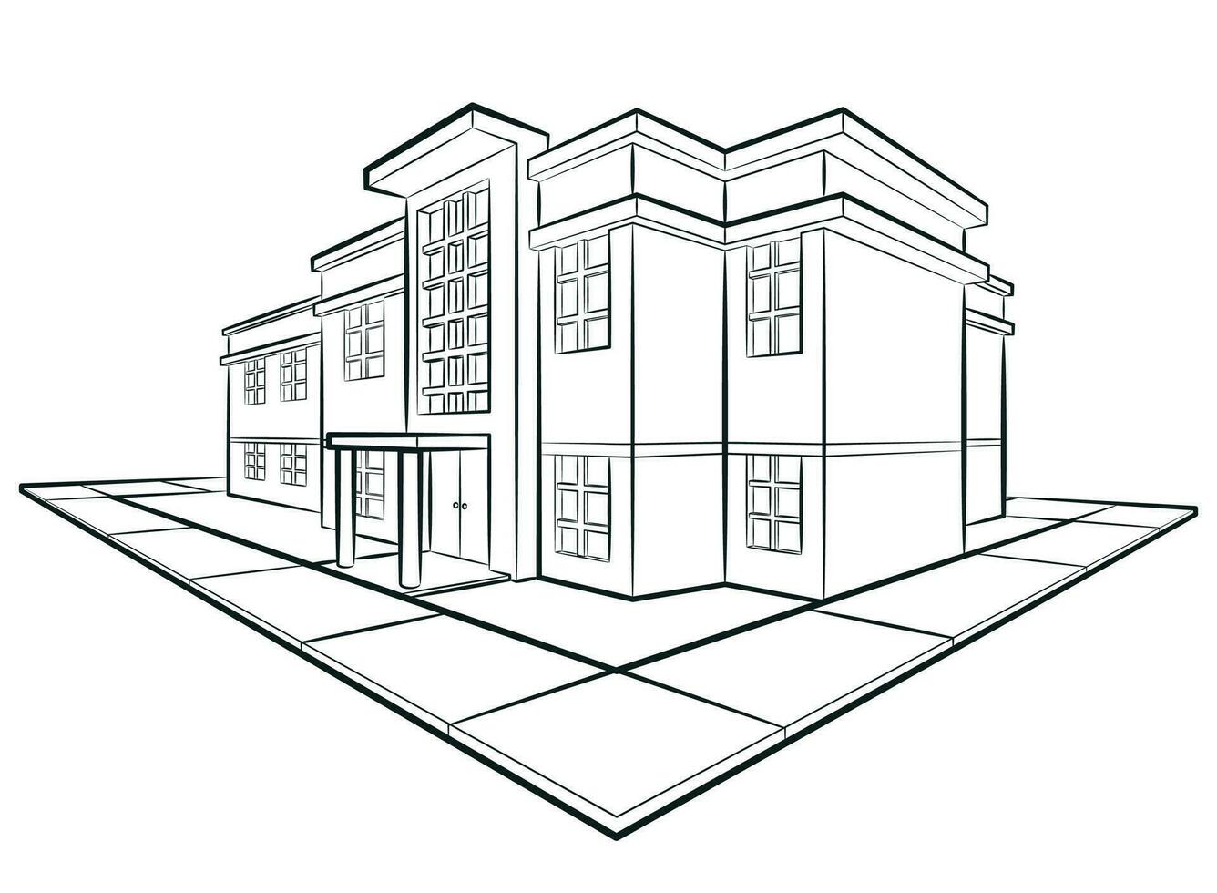Sketch University Building Academic College Facility vector