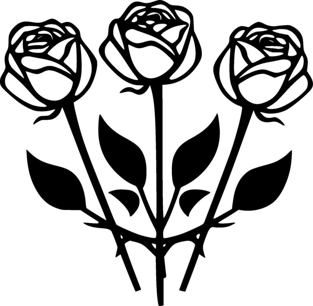 Roses, Minimalist and Simple Silhouette - Vector illustration