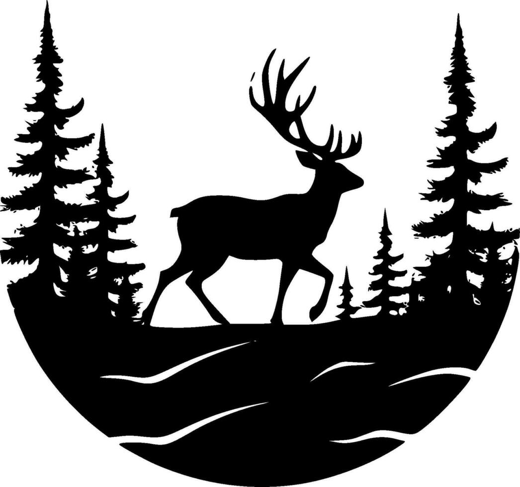 Reindeer - Black and White Isolated Icon - Vector illustration