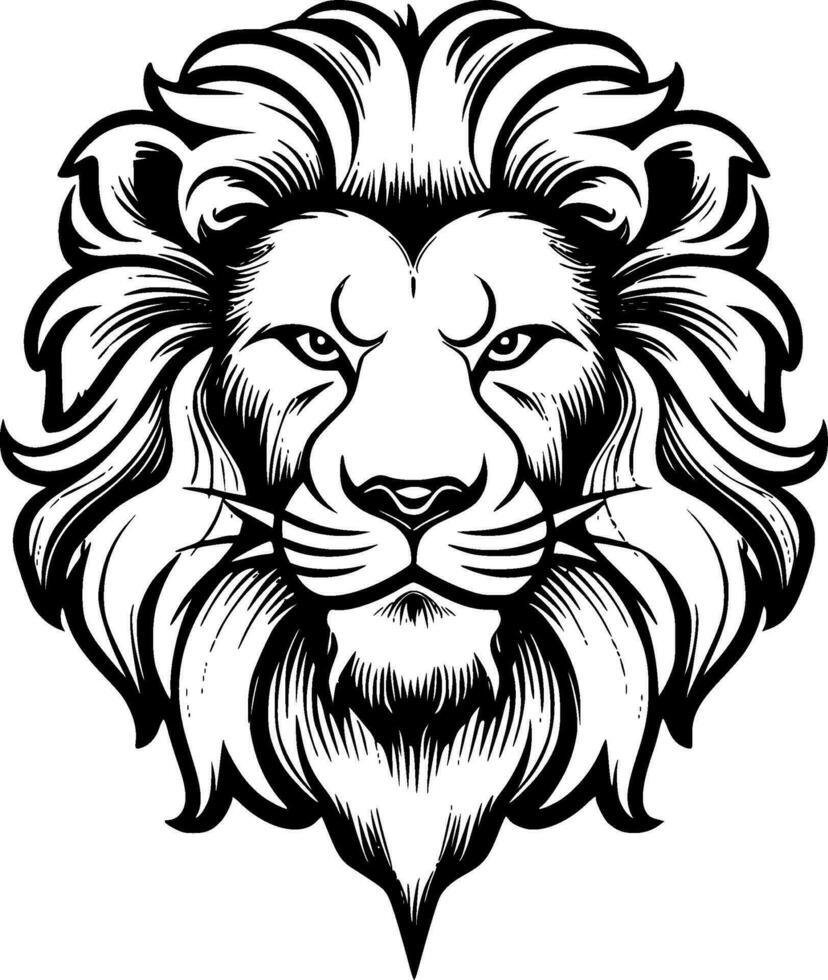 Lion - Black and White Isolated Icon - Vector illustration