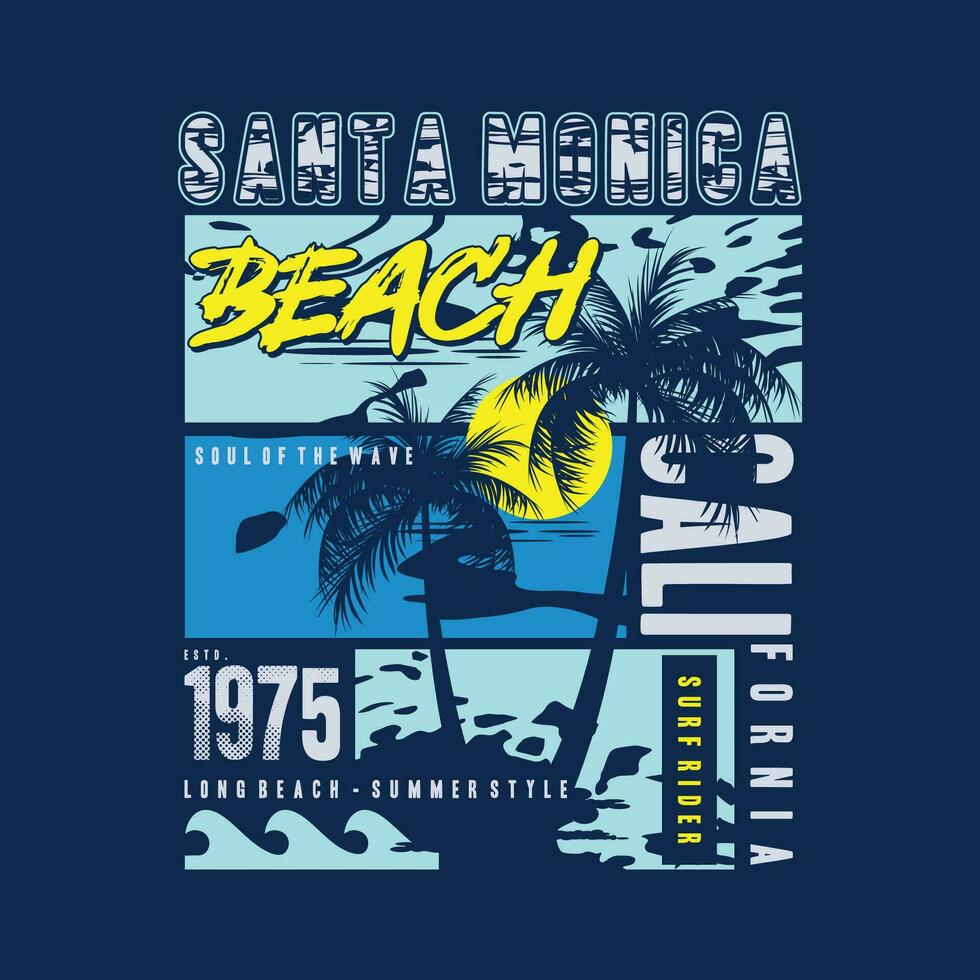 santa monica graphic, typography vector, beach theme illustration, good for print t shirt and other use vector