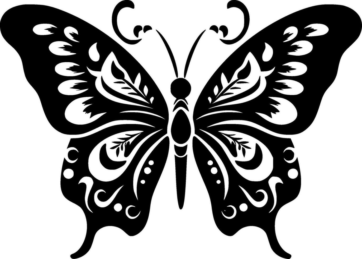 mariposa, negro y blanco vector ilustración