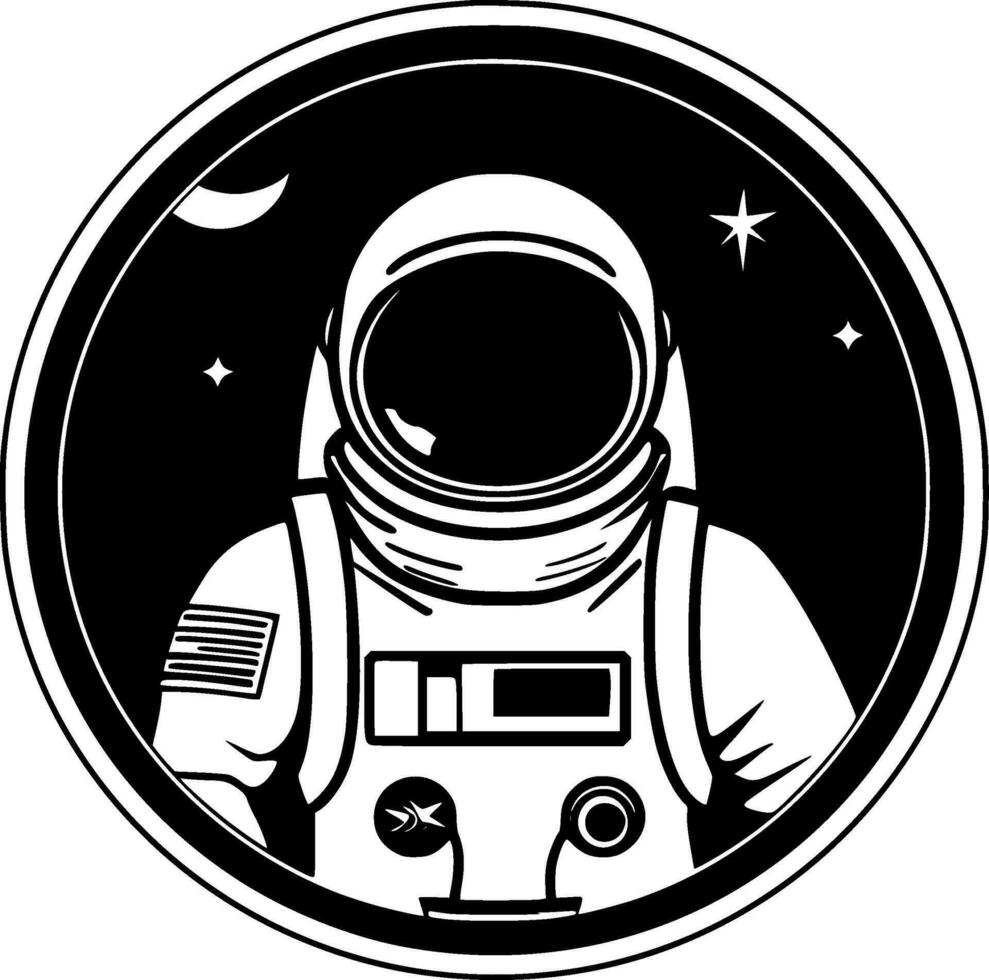 Astronaut - Black and White Isolated Icon - Vector illustration