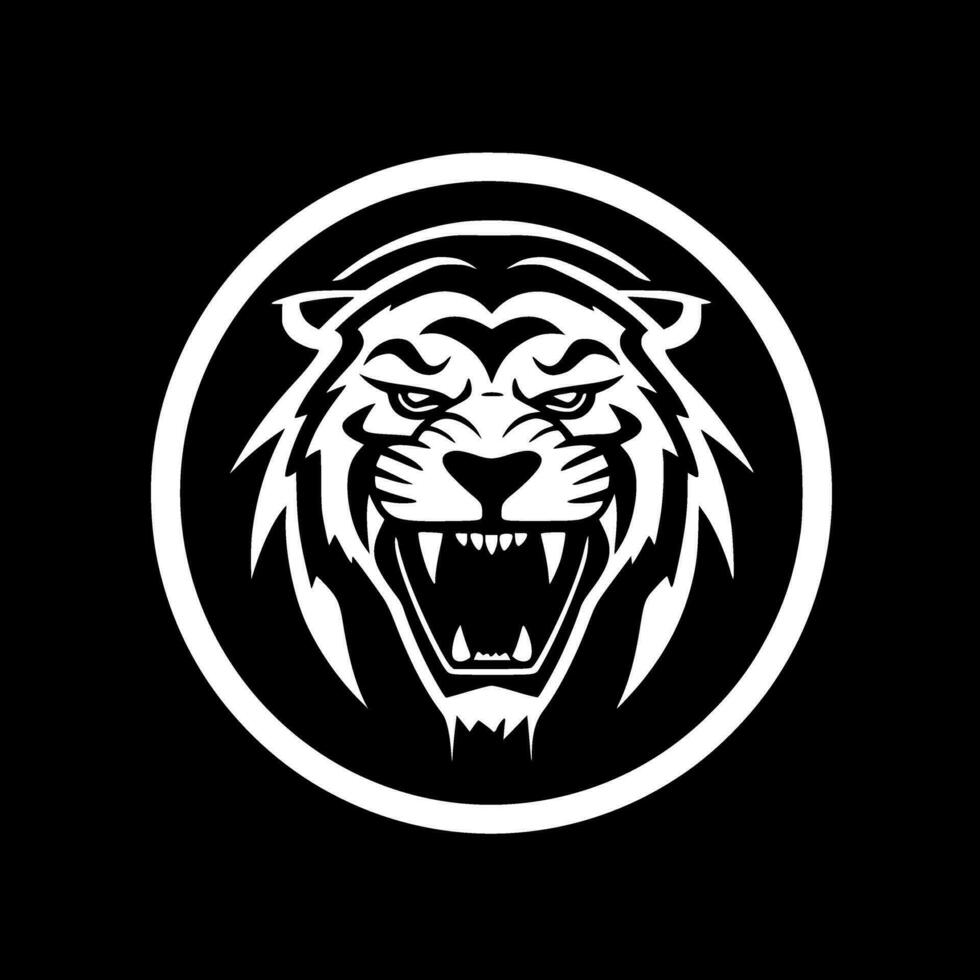 Tiger - Black and White Isolated Icon - Vector illustration