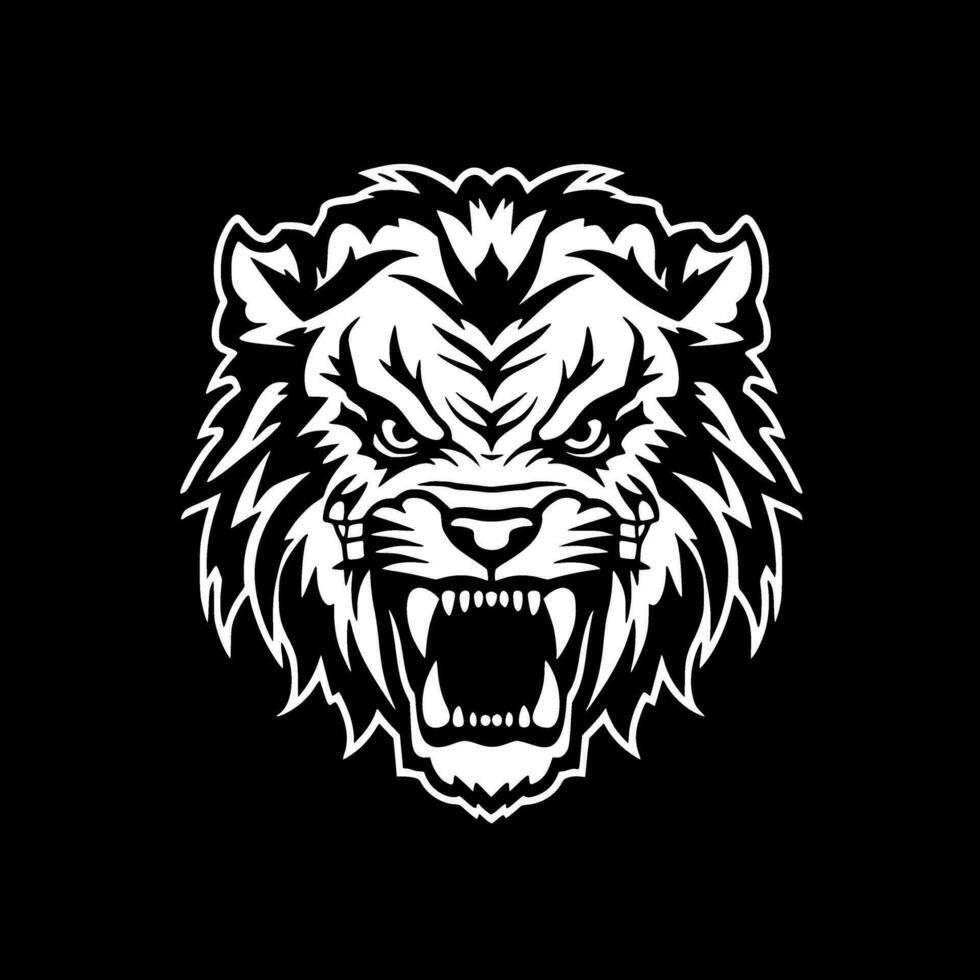 Tigre - negro y blanco aislado icono - vector ilustración