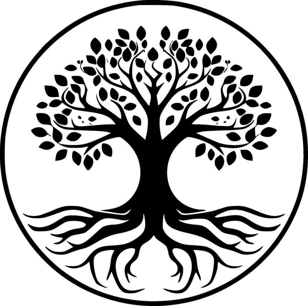Tree, Black and White Vector illustration