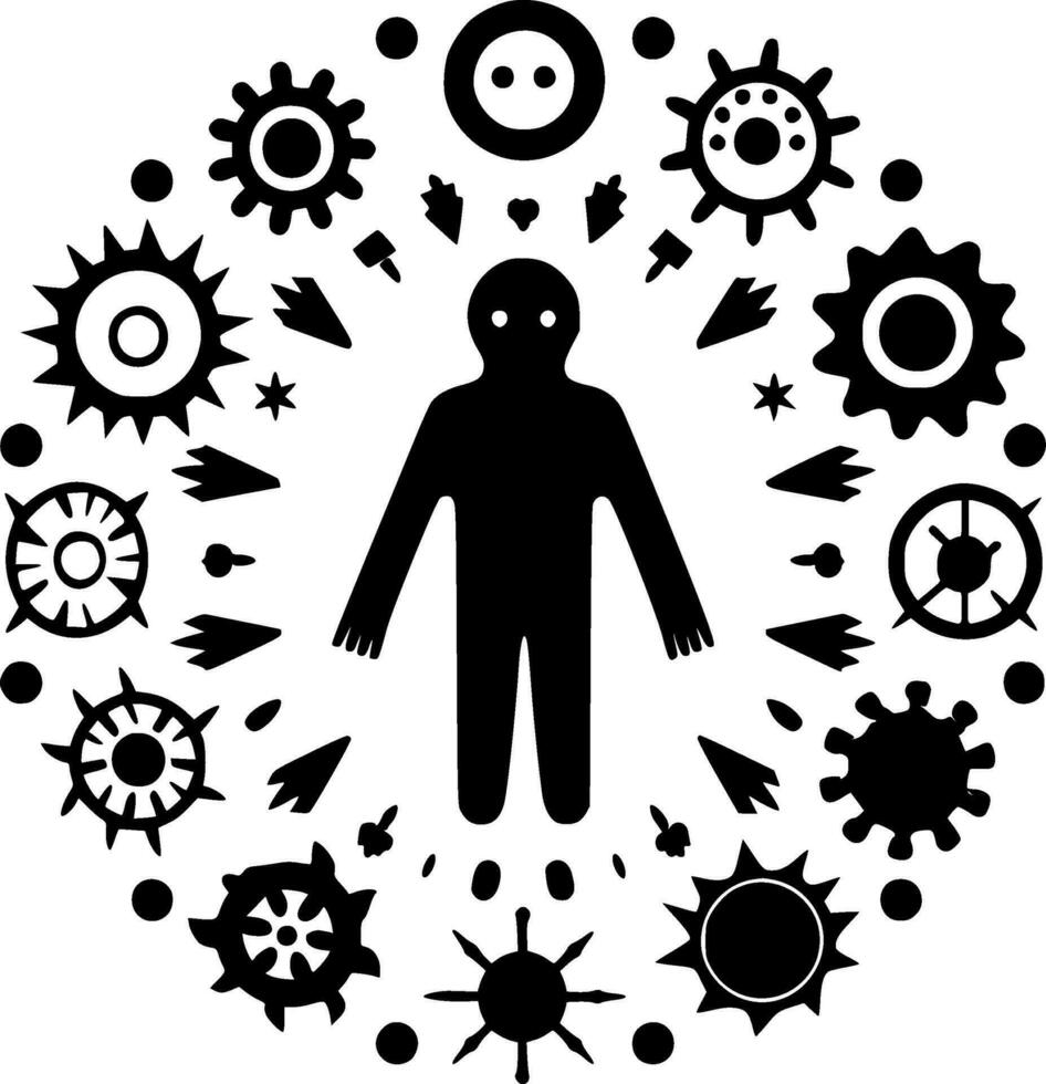 Horror - Black and White Isolated Icon - Vector illustration