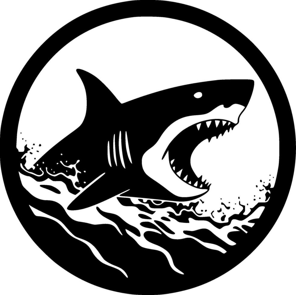 Shark, Black and White Vector illustration