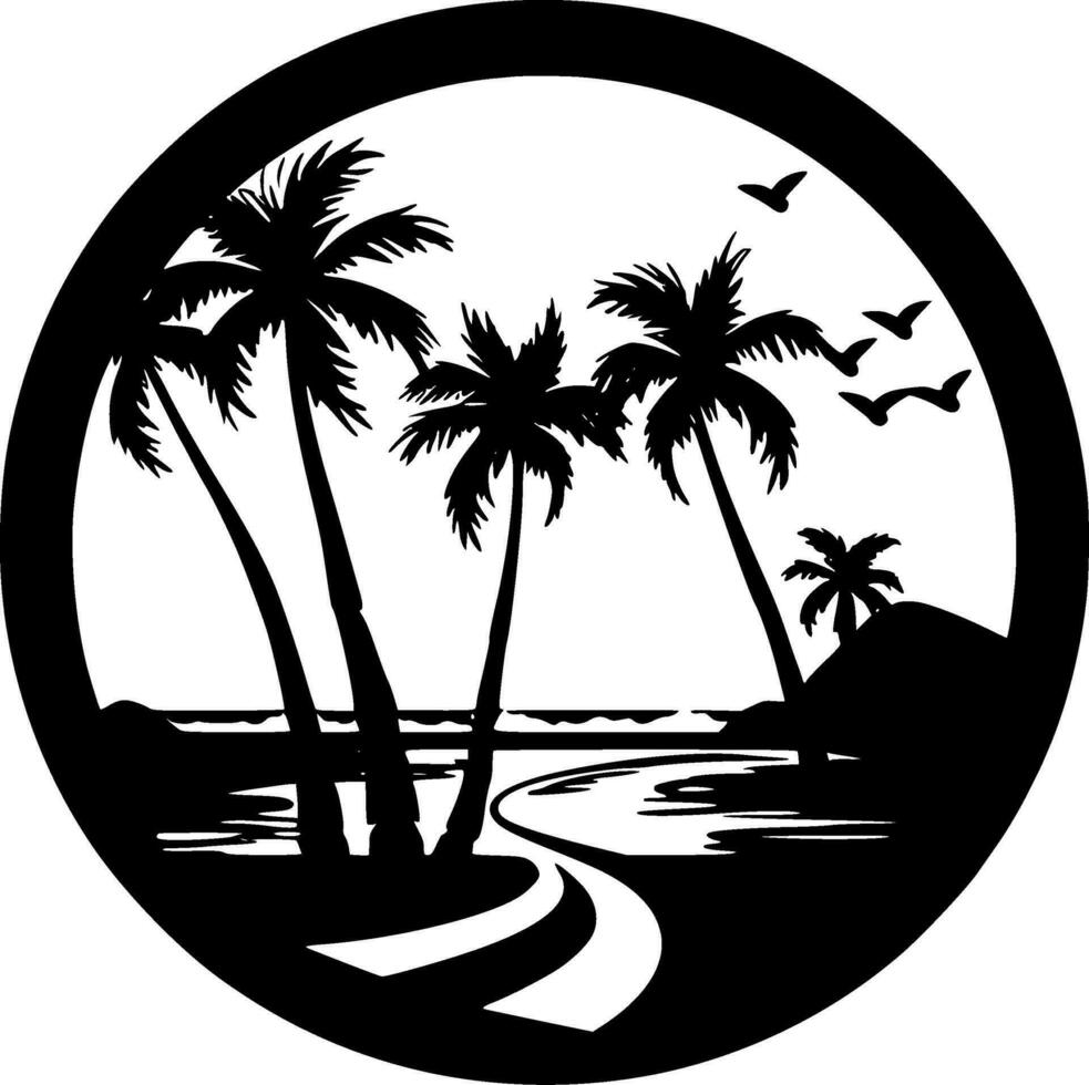 Beach - Black and White Isolated Icon - Vector illustration