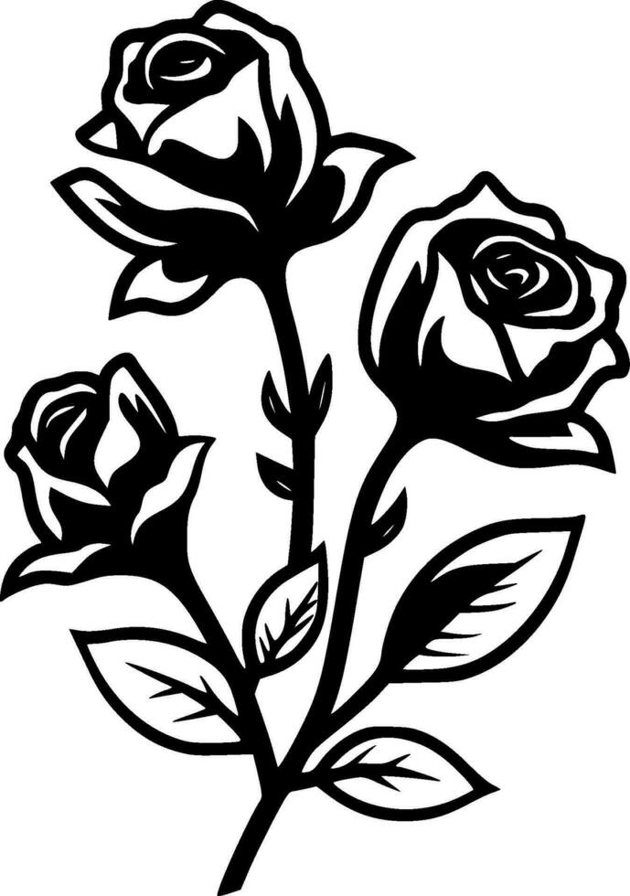 Roses, Black and White Vector illustration