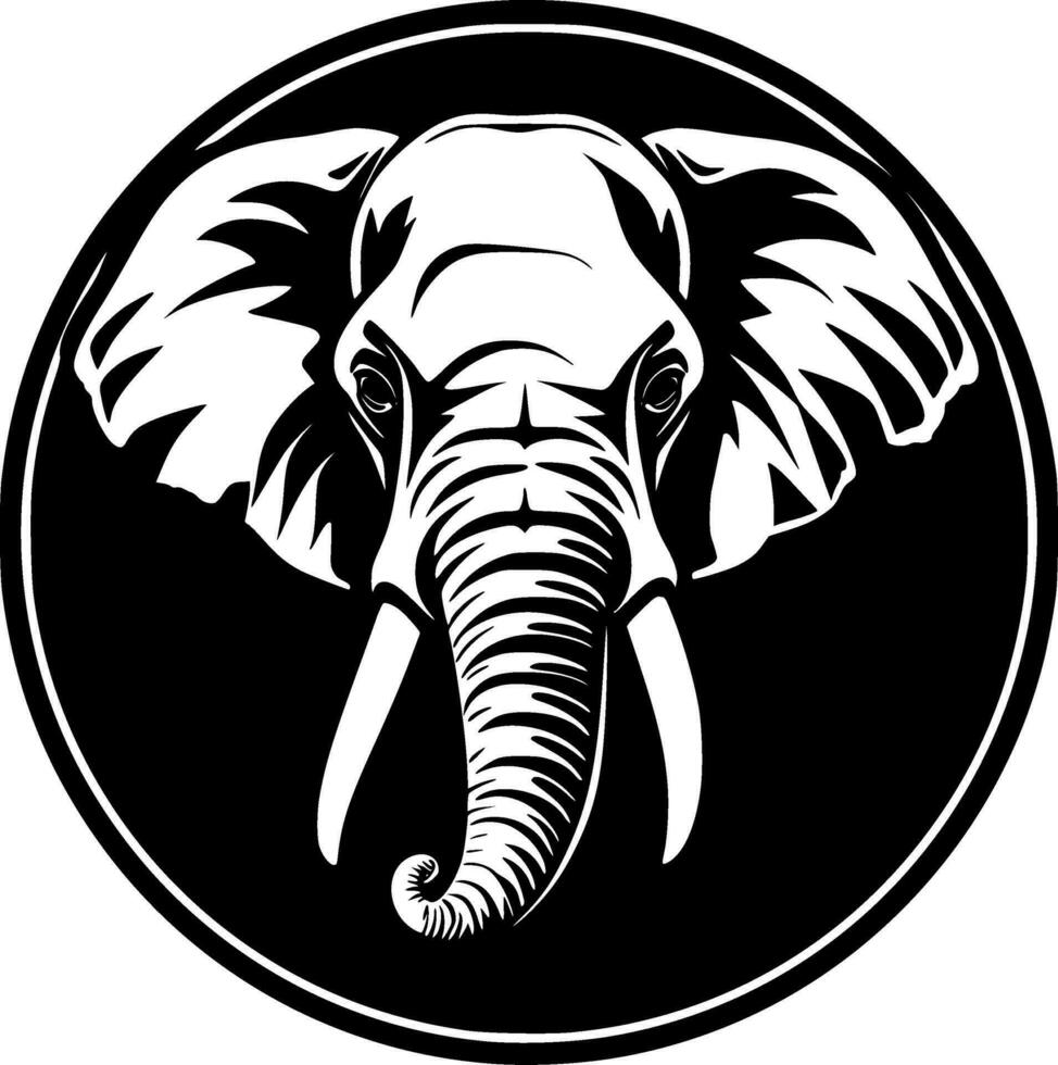 Elephant, Black and White Vector illustration