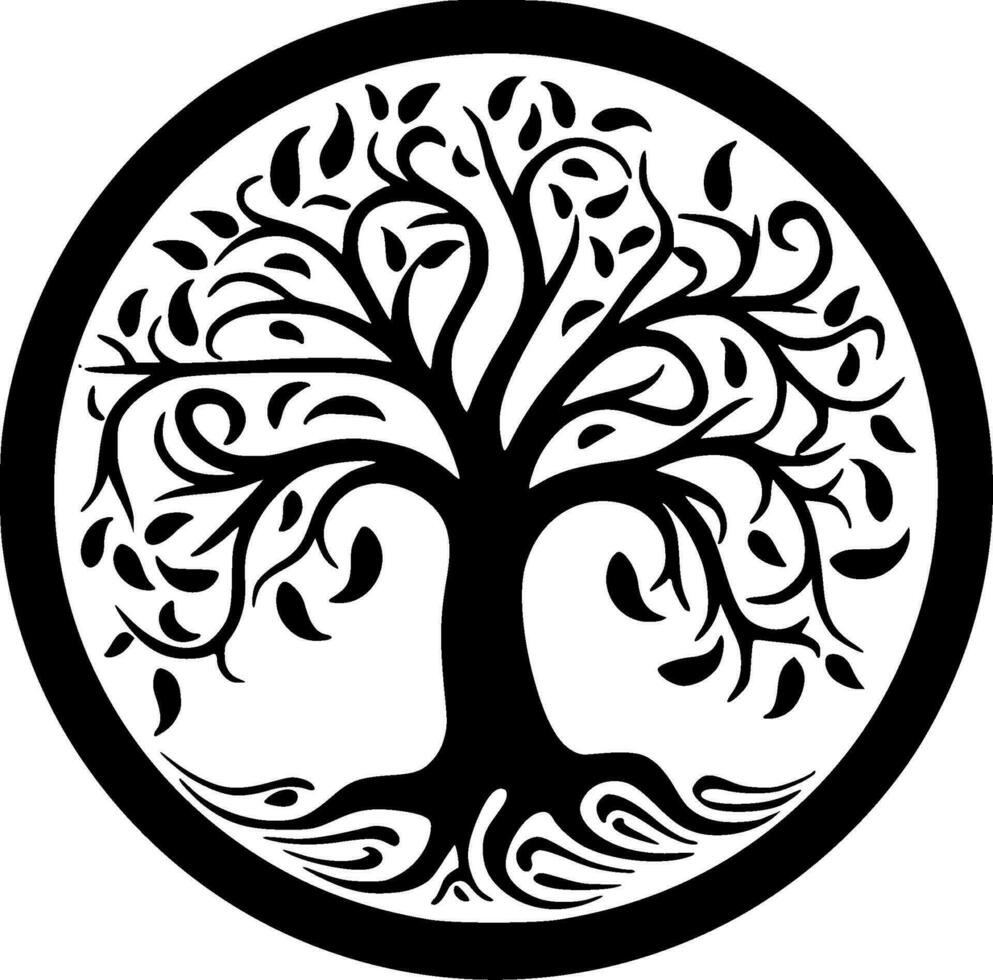 Tree, Black and White Vector illustration