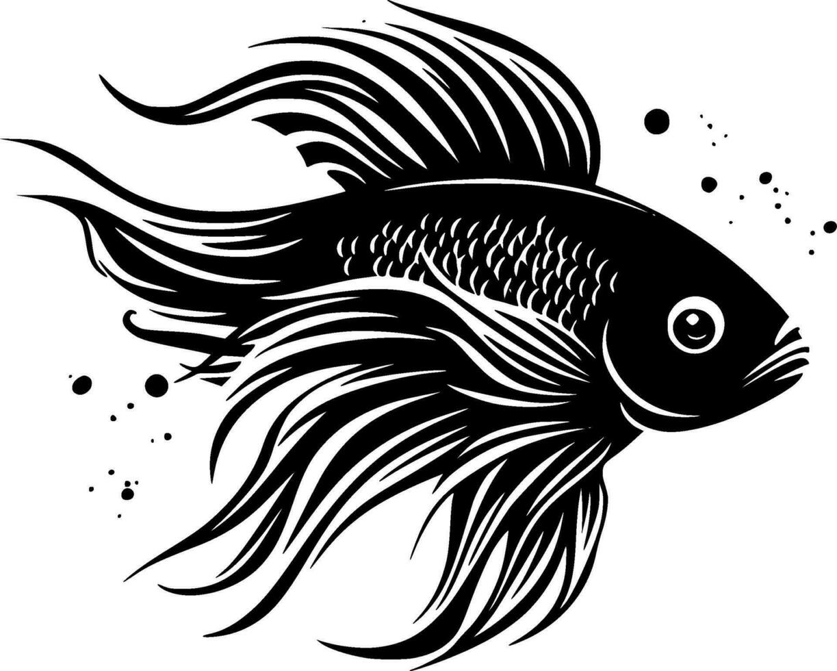 Beta Fish - Black and White Isolated Icon - Vector illustration