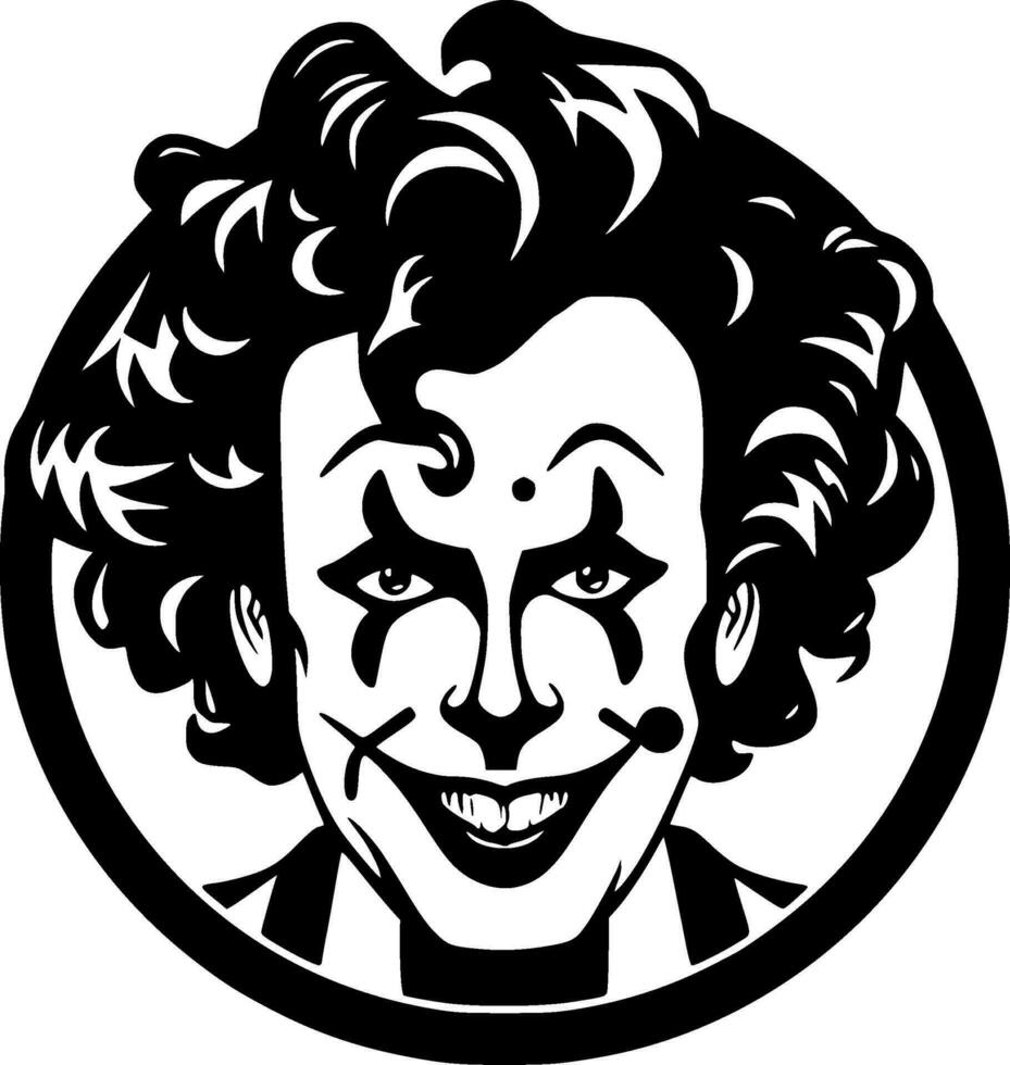 Clown, Black and White Vector illustration