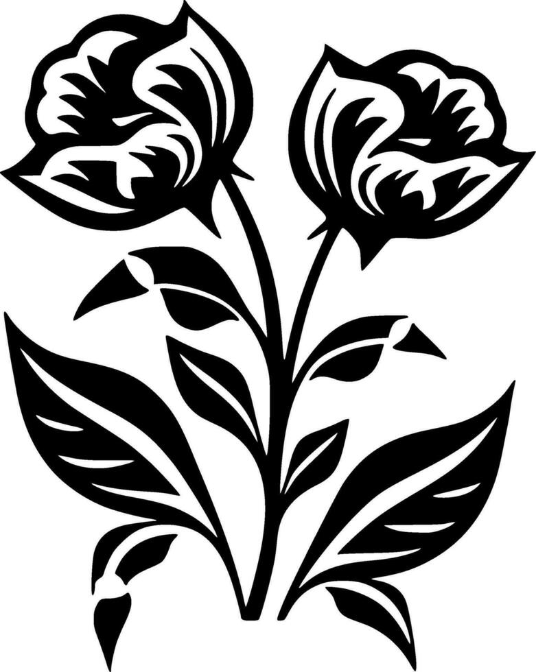 Flowers, Black and White Vector illustration