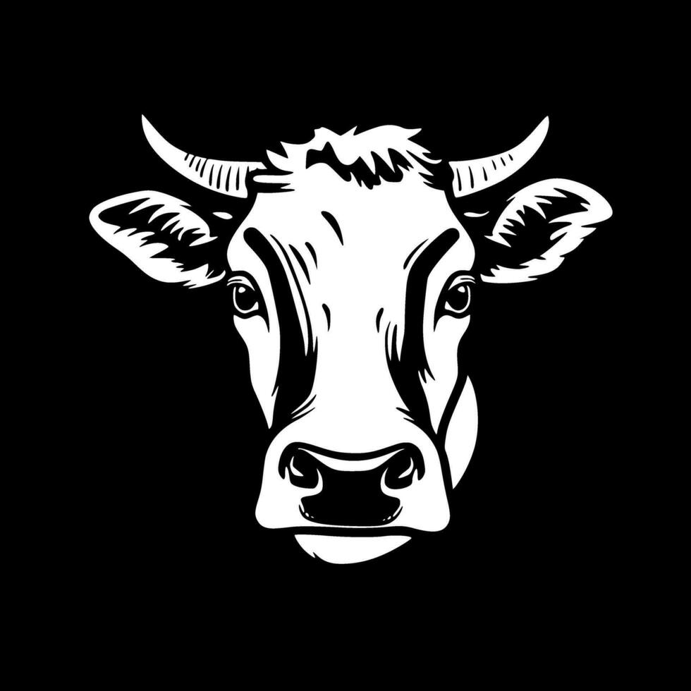 vaca - negro y blanco aislado icono - vector ilustración