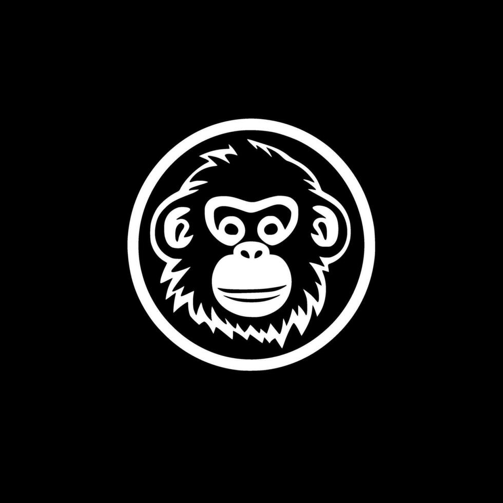 Monkey - Black and White Isolated Icon - Vector illustration