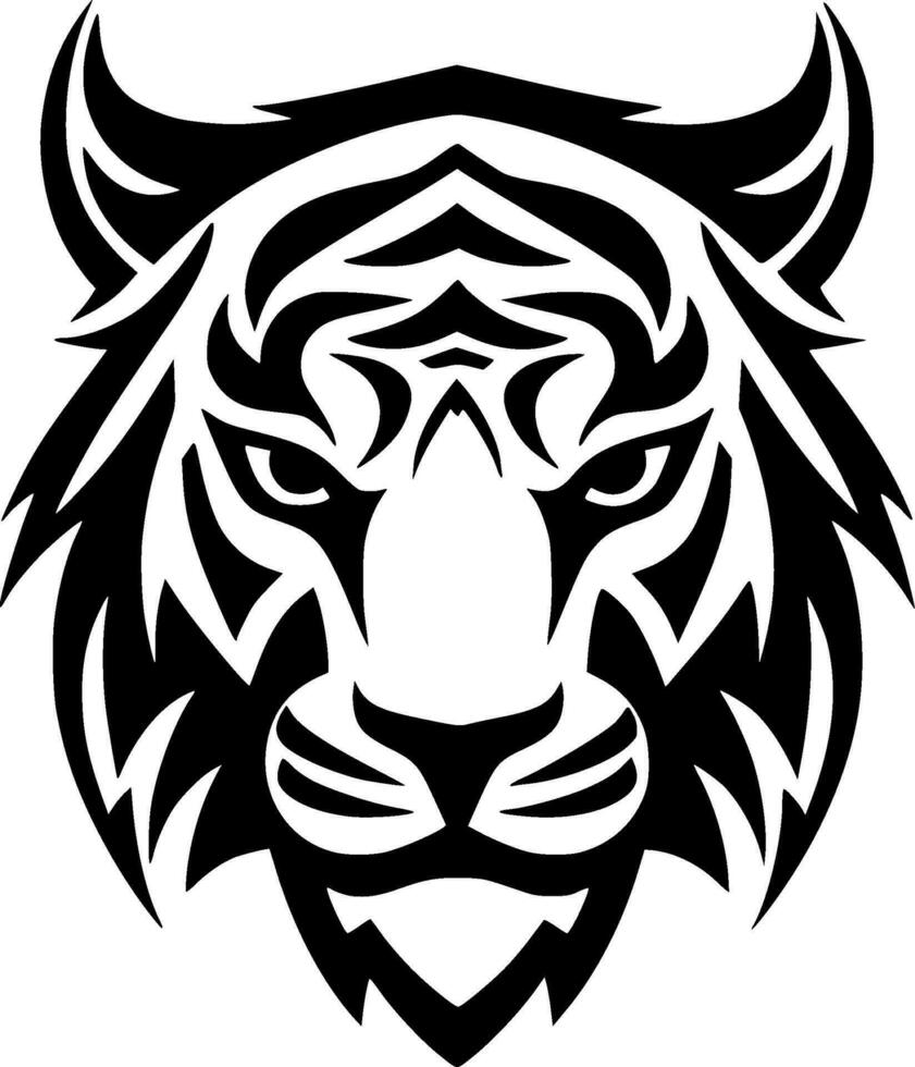 Tiger - Black and White Isolated Icon - Vector illustration