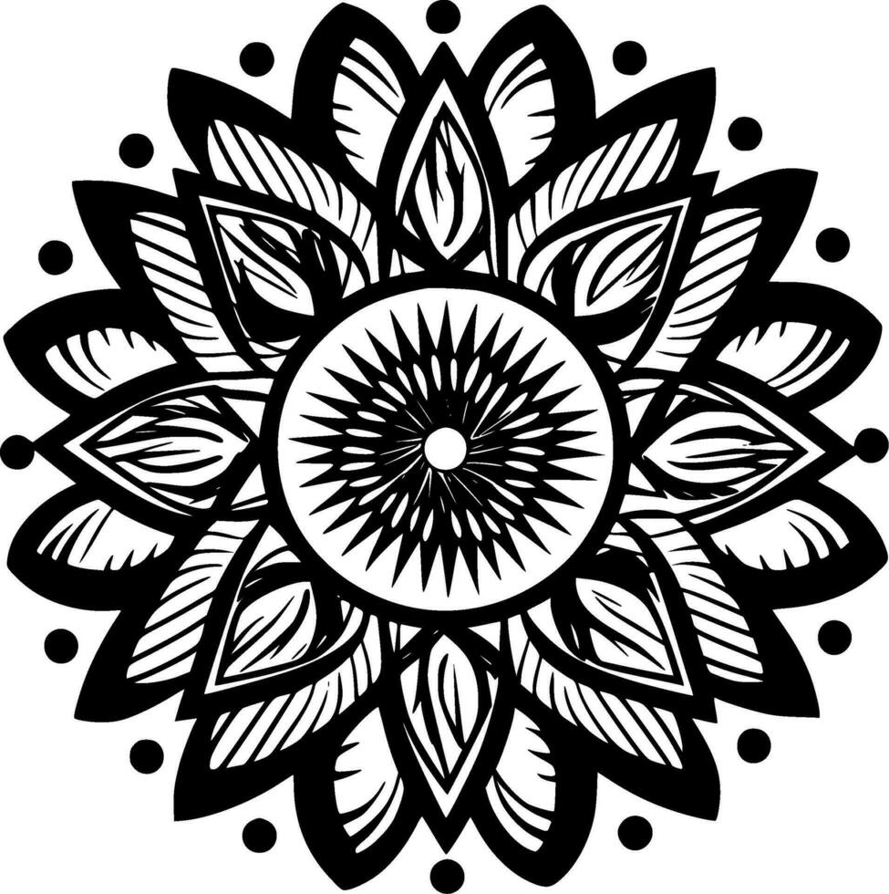 Mandala, Black and White Vector illustration