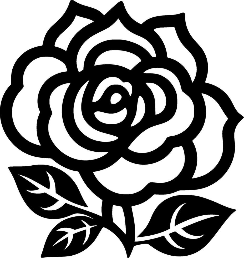 Rose, Black and White Vector illustration