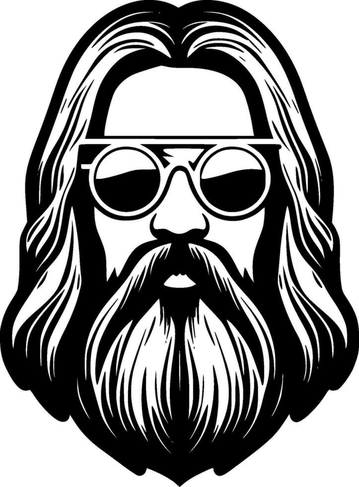 Hippie, Black and White Vector illustration