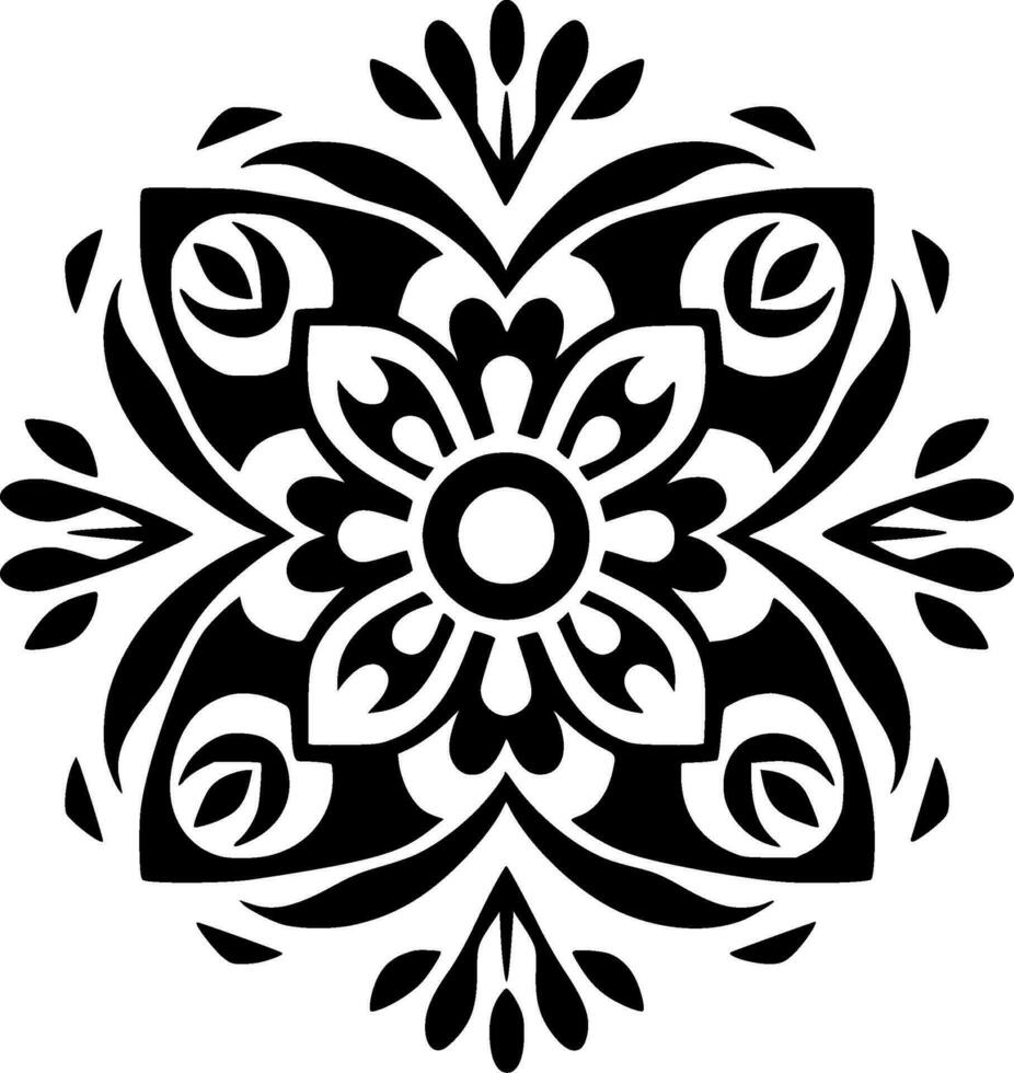 Mandala - Black and White Isolated Icon - Vector illustration