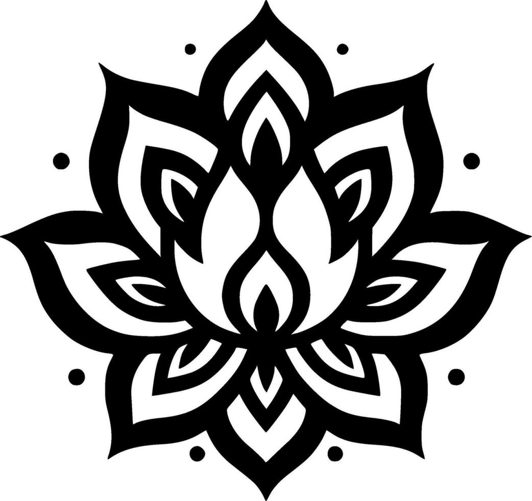 Mandala - Black and White Isolated Icon - Vector illustration