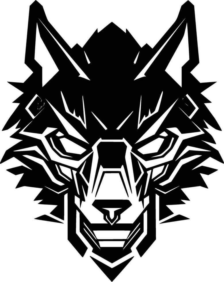 lobo - negro y blanco aislado icono - vector ilustración