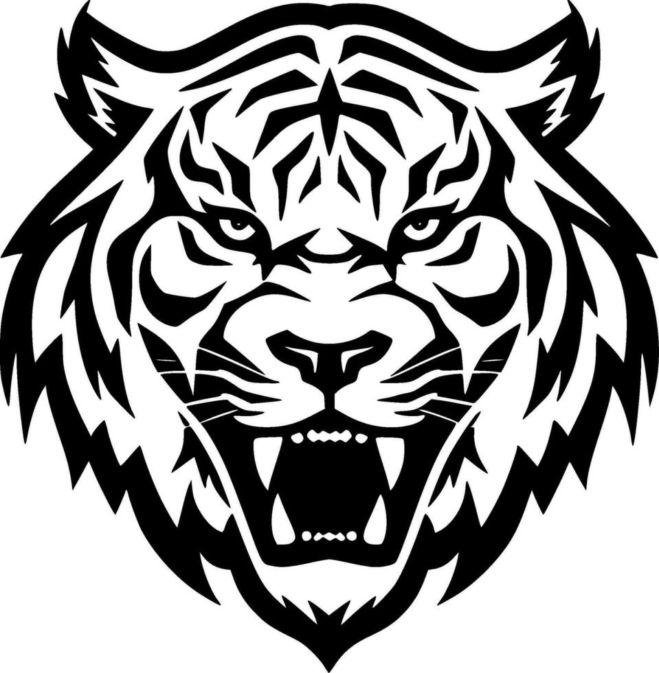 Tiger, Black and White Vector illustration