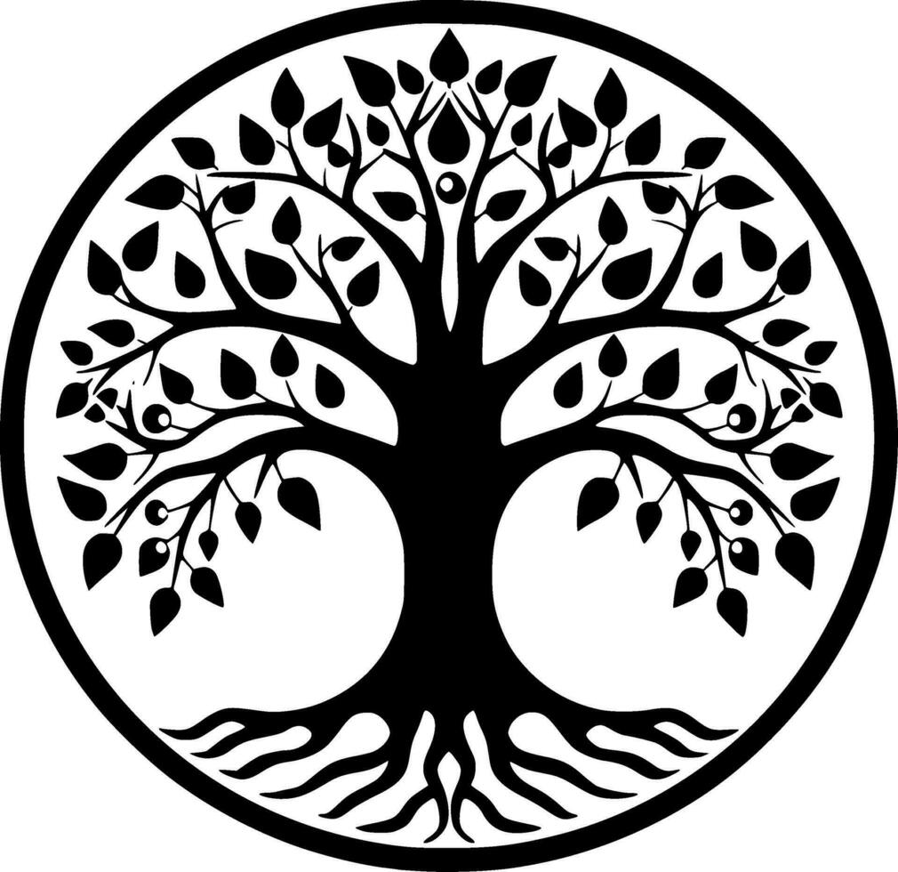 Tree - Black and White Isolated Icon - Vector illustration