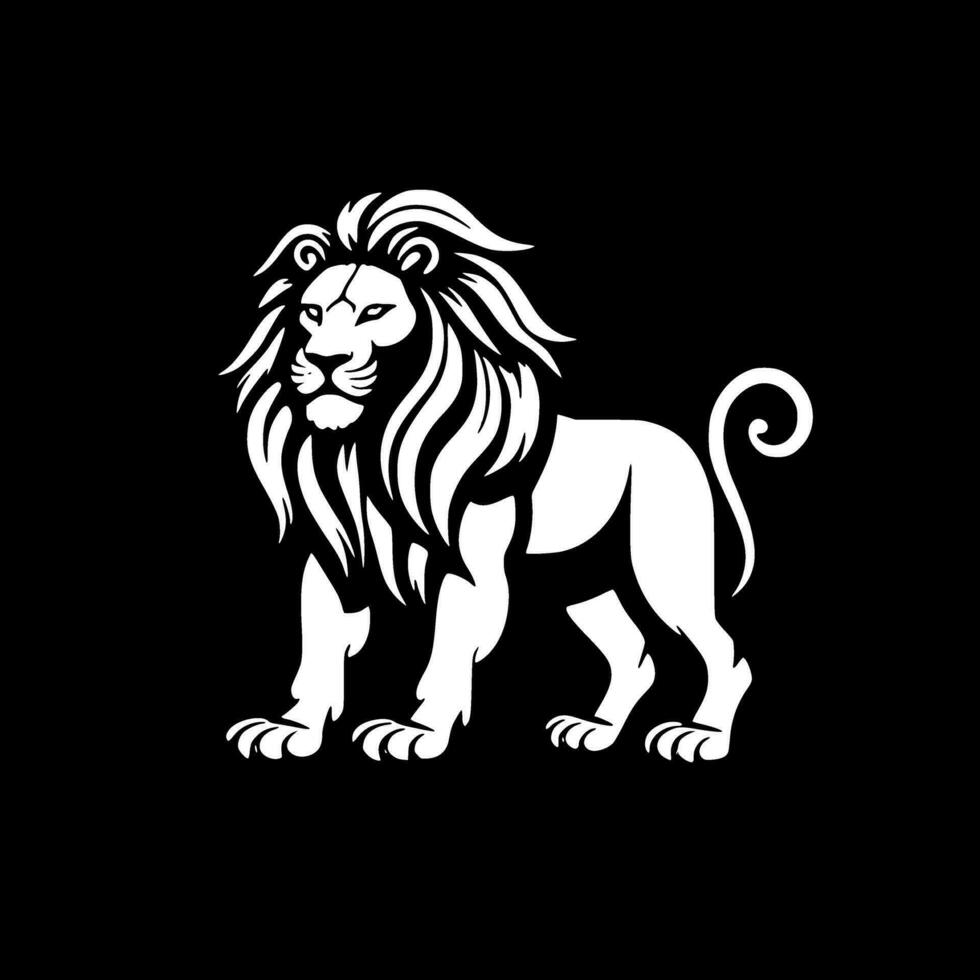 Lion, Black and White Vector illustration
