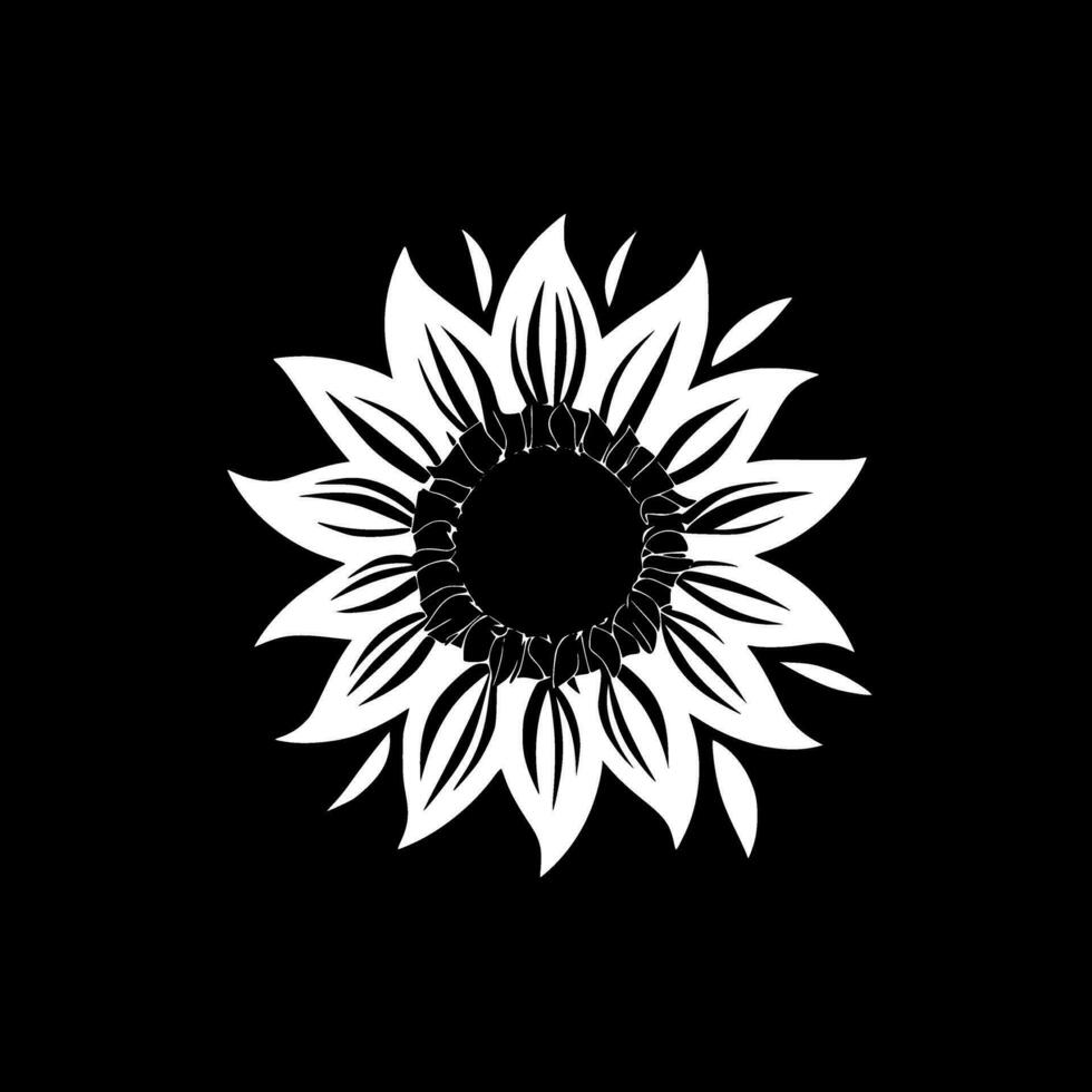 girasol - negro y blanco aislado icono - vector ilustración