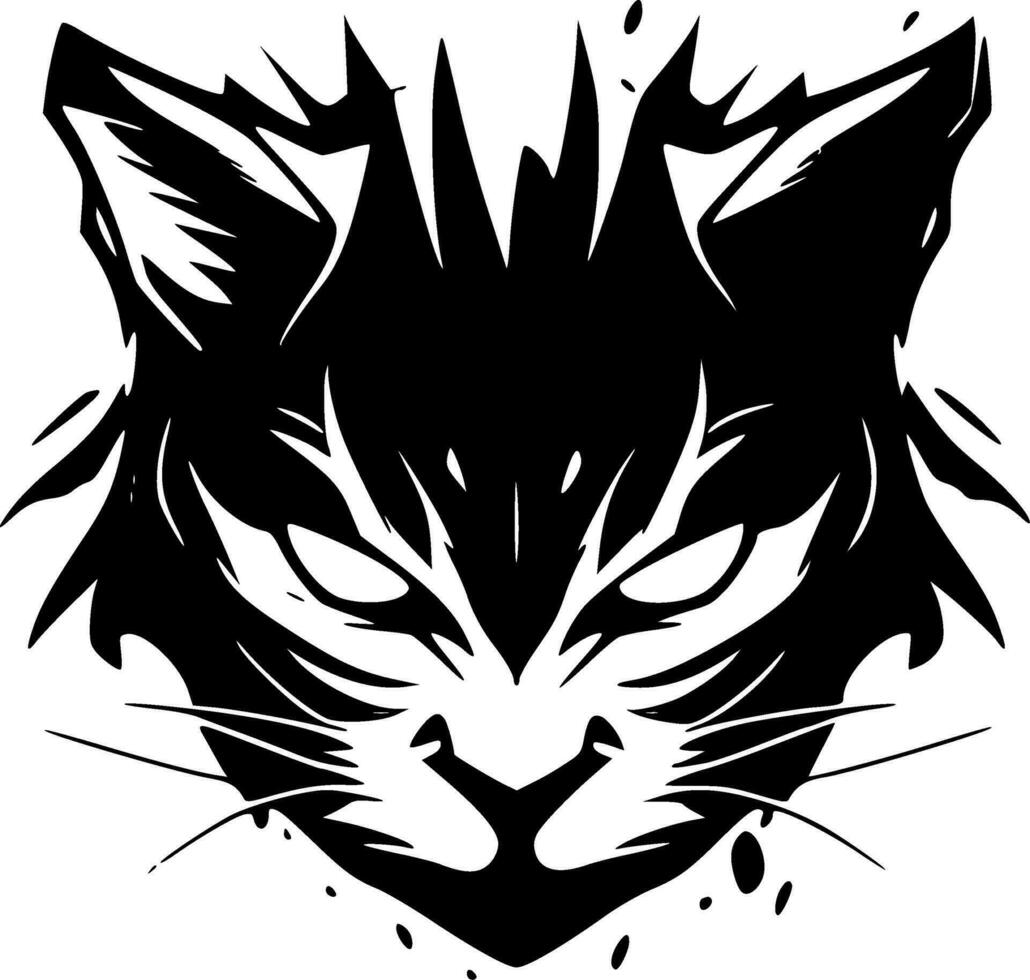 gato montés - negro y blanco aislado icono - vector ilustración