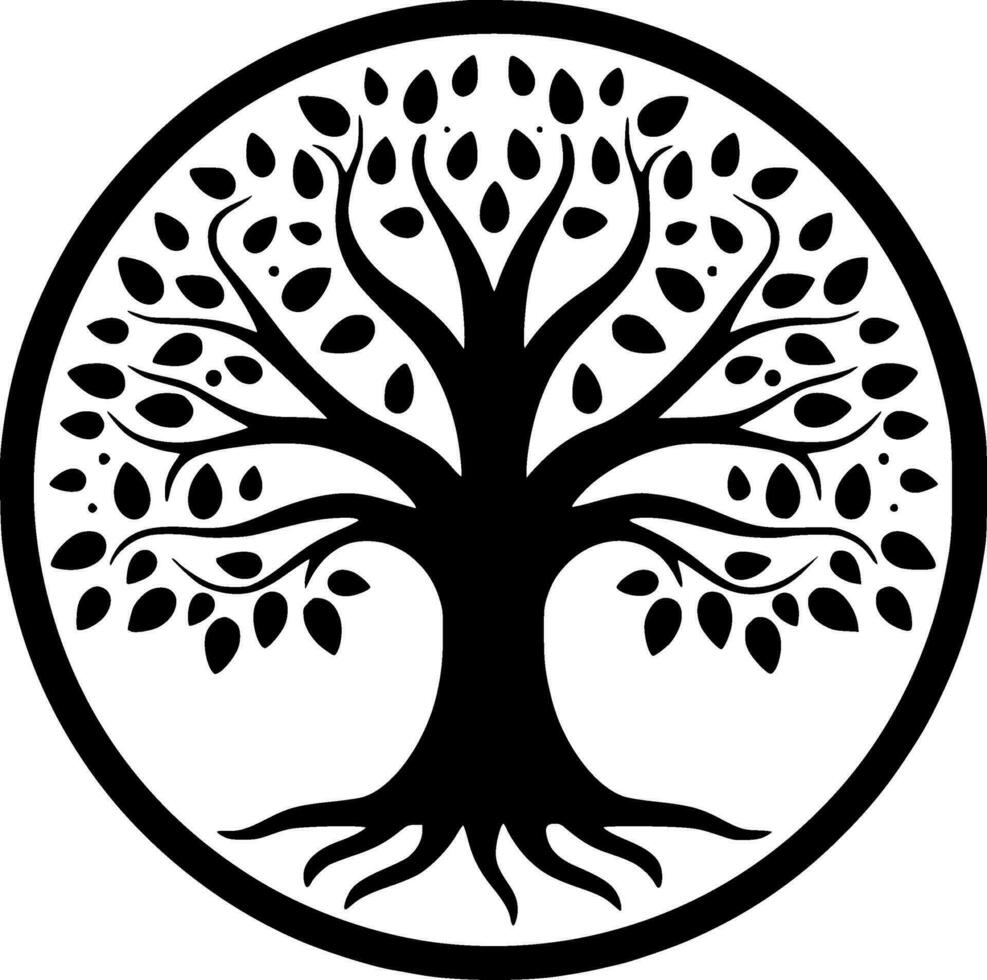 árbol, negro y blanco vector ilustración