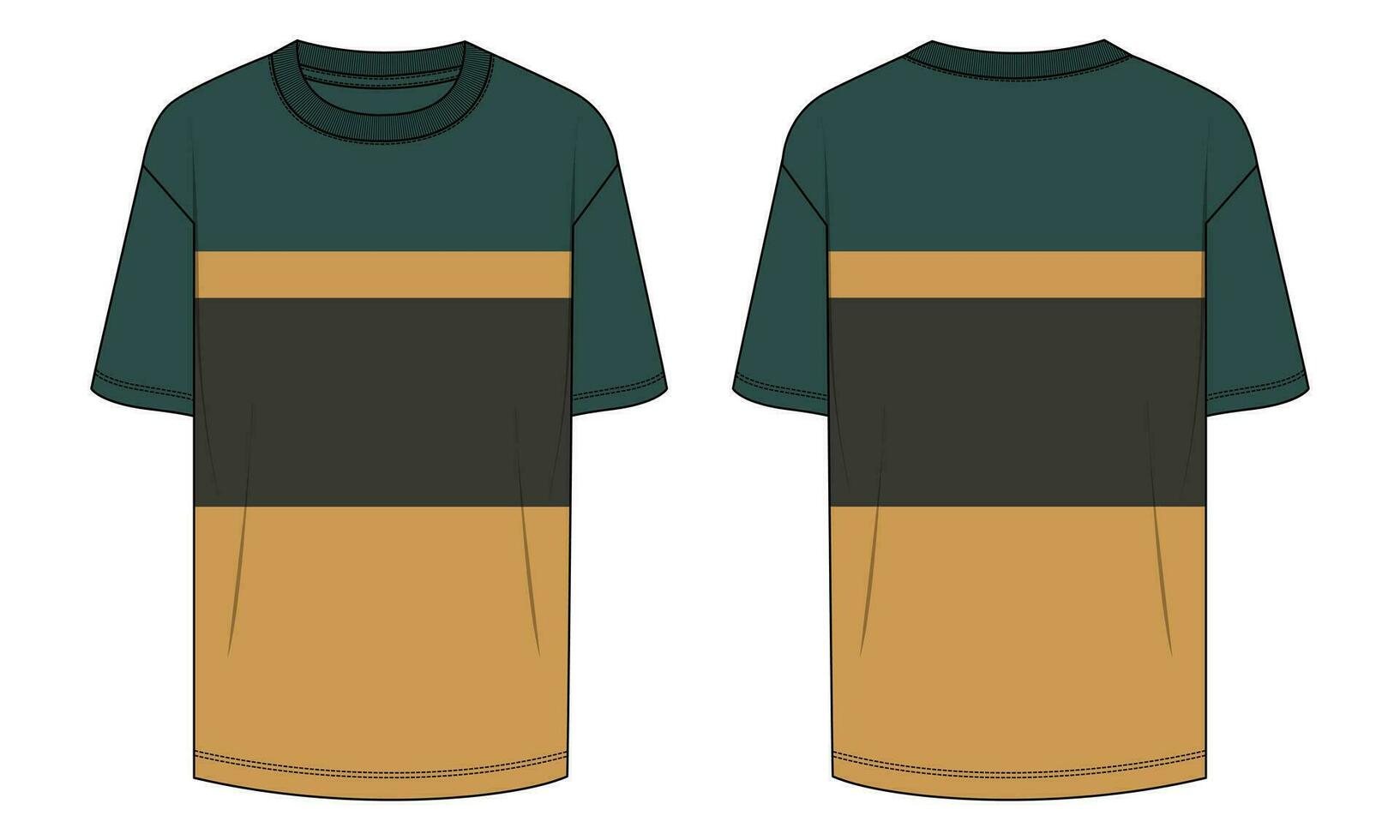 Short sleeve T shirt vector illustration template front and back views