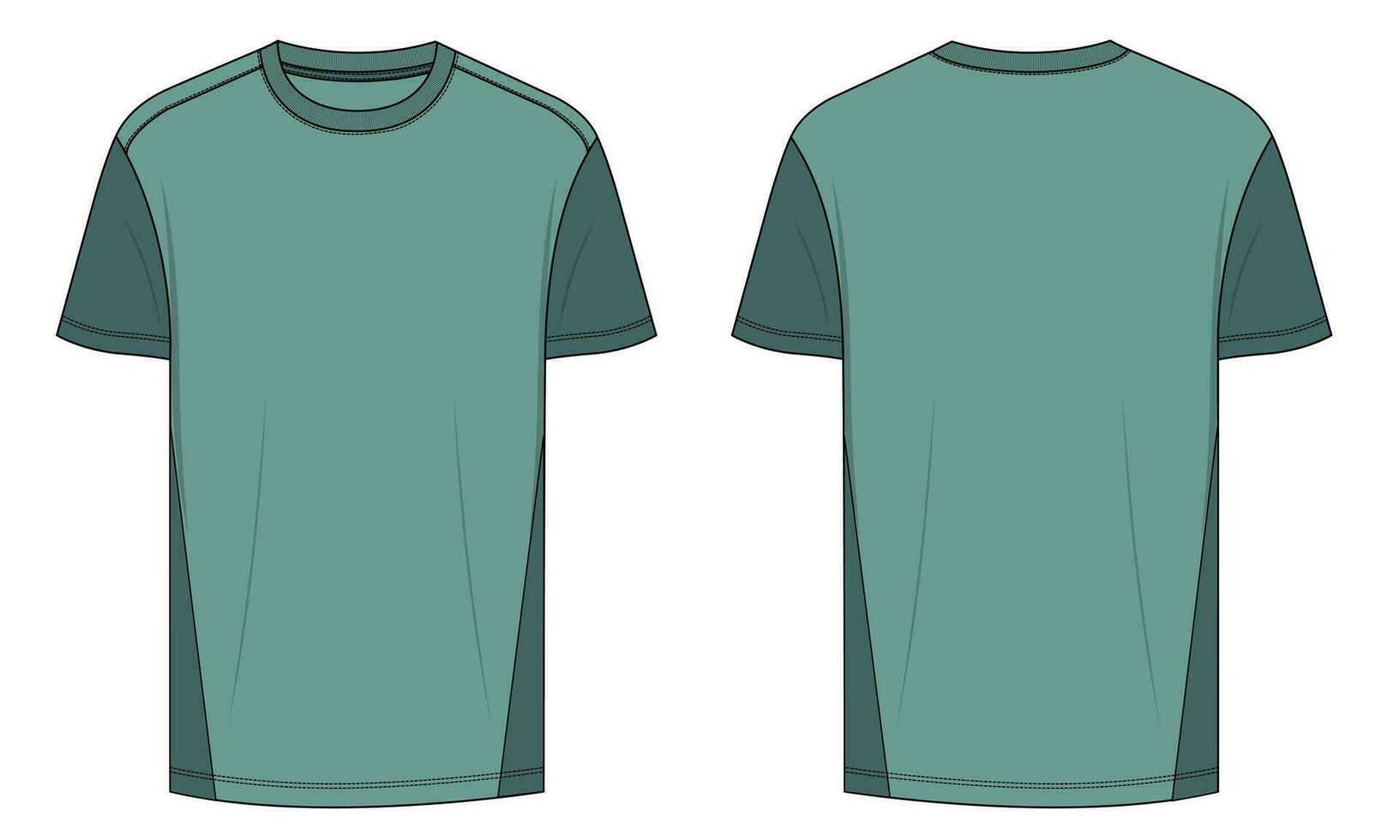 Short sleeve T shirt vector illustration template front and back views