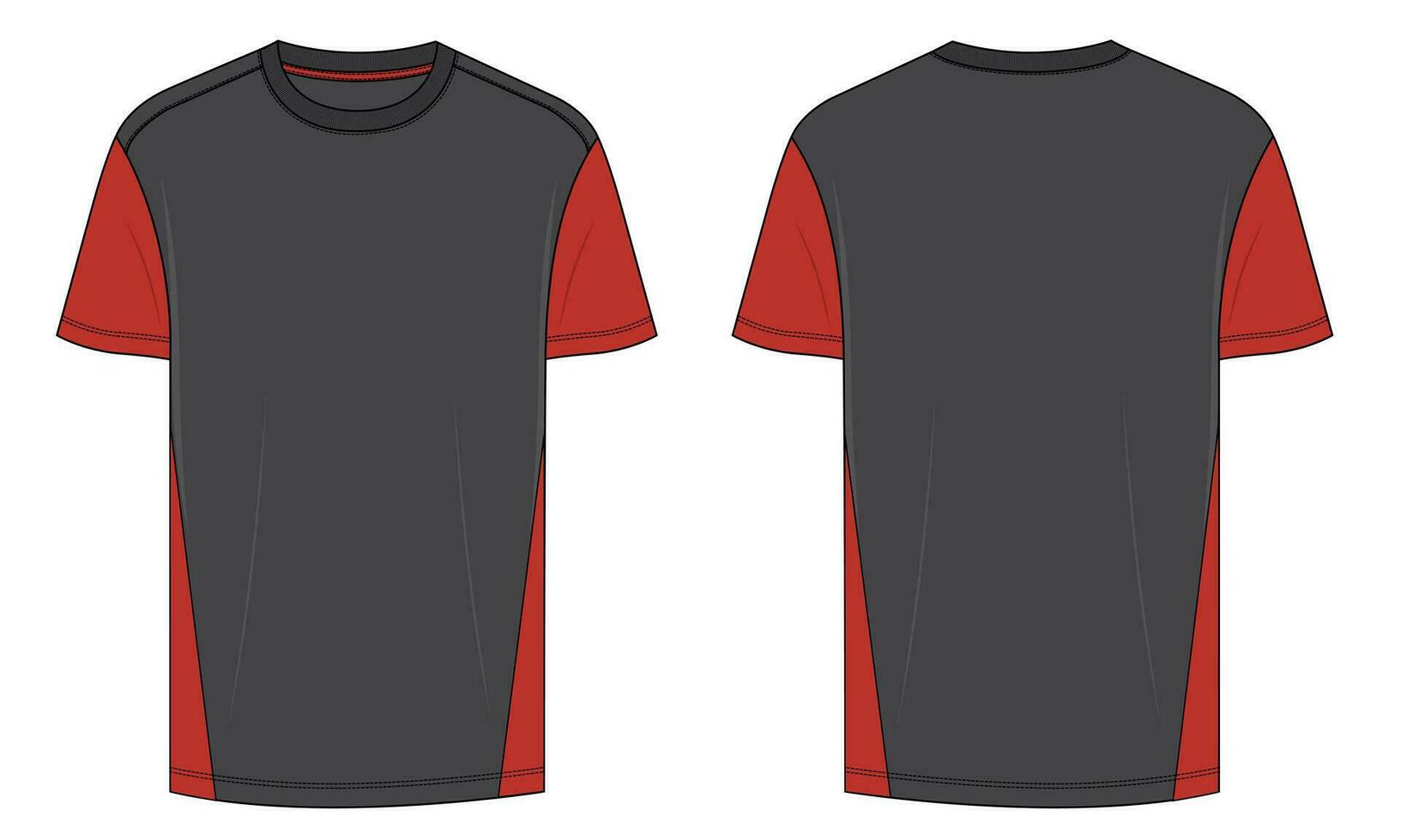 Short sleeve T shirt vector illustration template front and back views