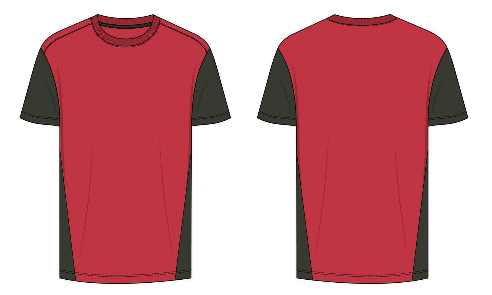 Short sleeve T shirt vector illustration template front and back views