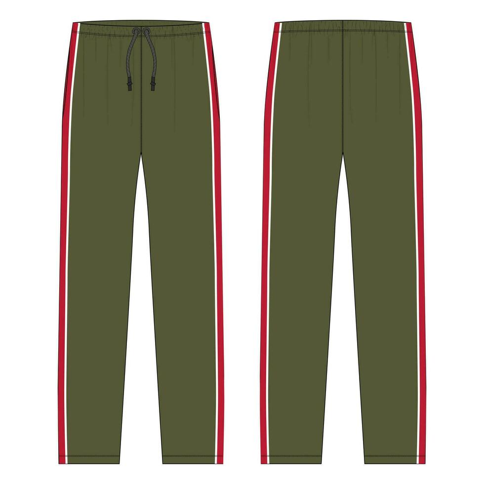 Sports jersey pants technical fashion flat sketch vector illustration template front and back view.