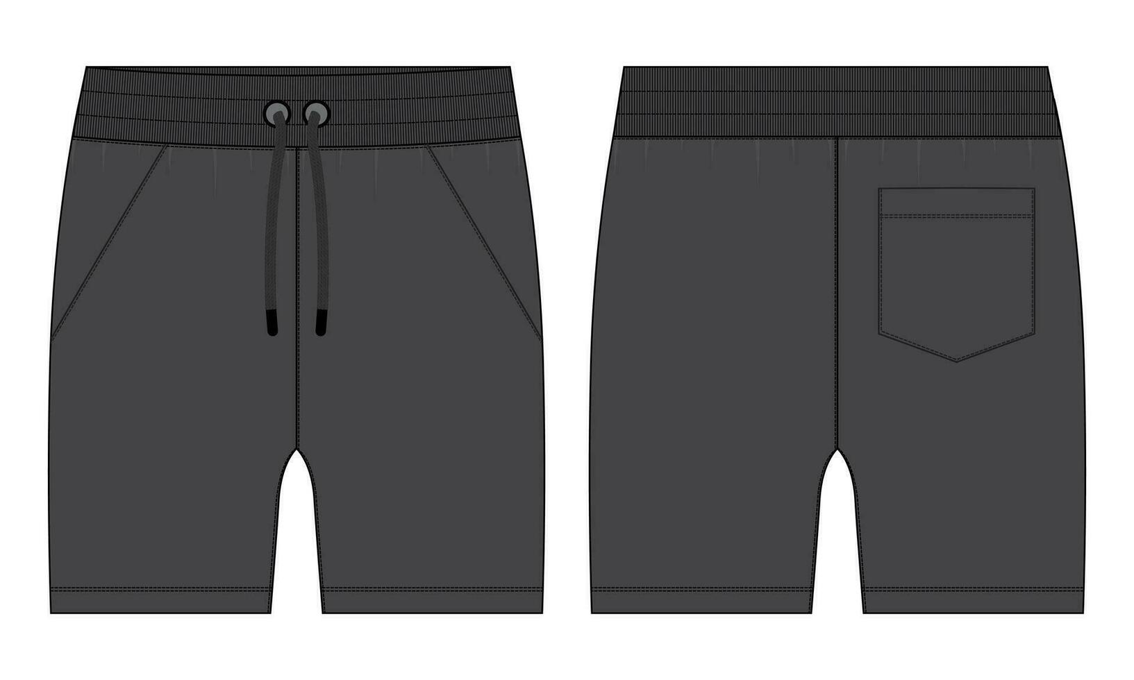 Boys Sweat Shorts vector fashion flat sketch template. For Young Men Technical Drawing Fashion art Illustration.